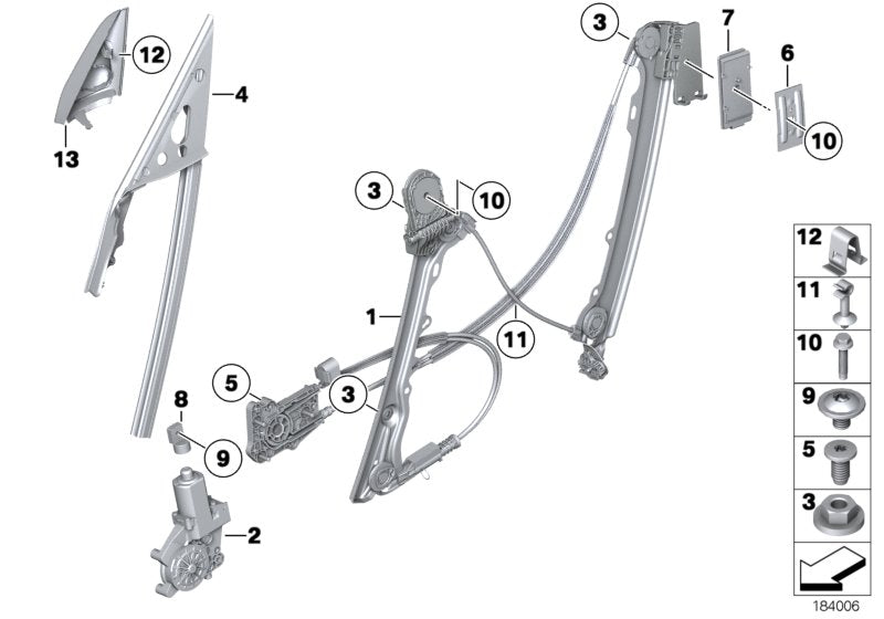 Genuine BMW 51337198304 E89 Window Lifter Front Right (Inc. Z4 28i, Z4 23i & Z4 30i)