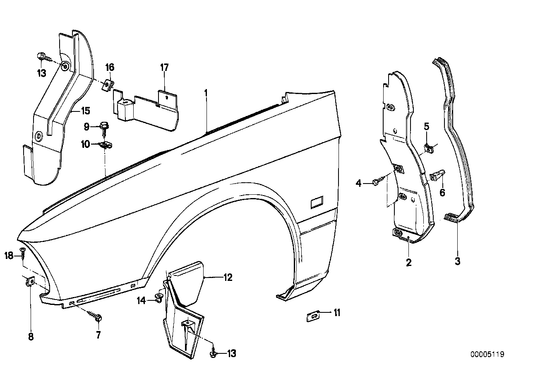 Genuine BMW 41351874954 E28 Side Panel, Front Right (Inc. 525i, 518i & M535i)