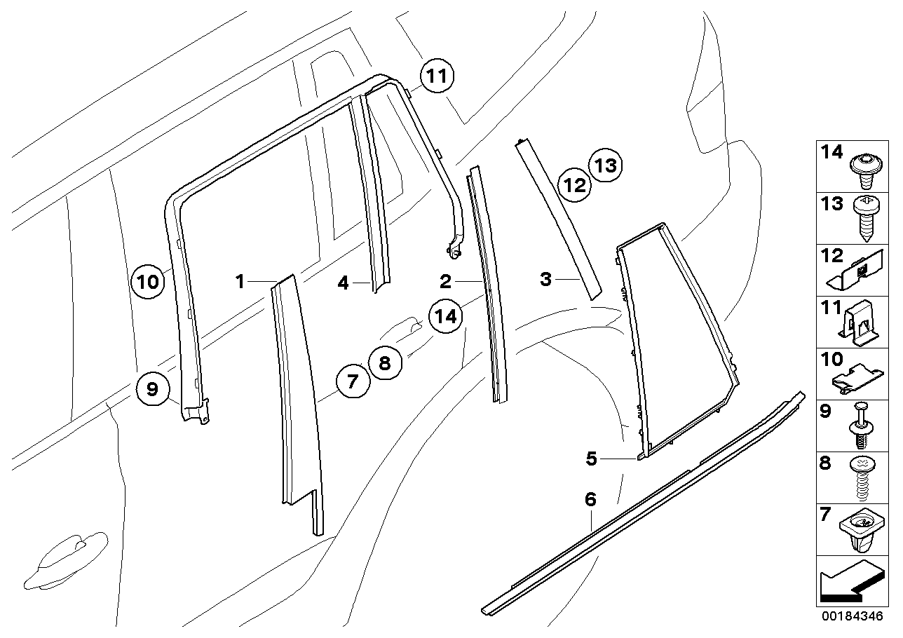 Genuine BMW 51353427644 E83 Cover, Column C, Door, Rear Right SCHWARZMATT (Inc. X3)