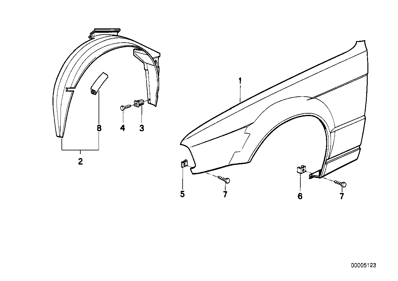 Genuine BMW 41358202807 E34 Side Panel, Front Left (Inc. 525i, 530i & 535i)