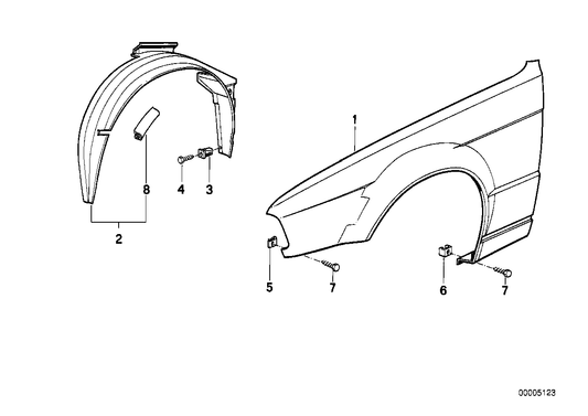 Genuine BMW 41351946926 E34 Side Panel, Front Right (Inc. 540i, M5 3.8 & 518i)