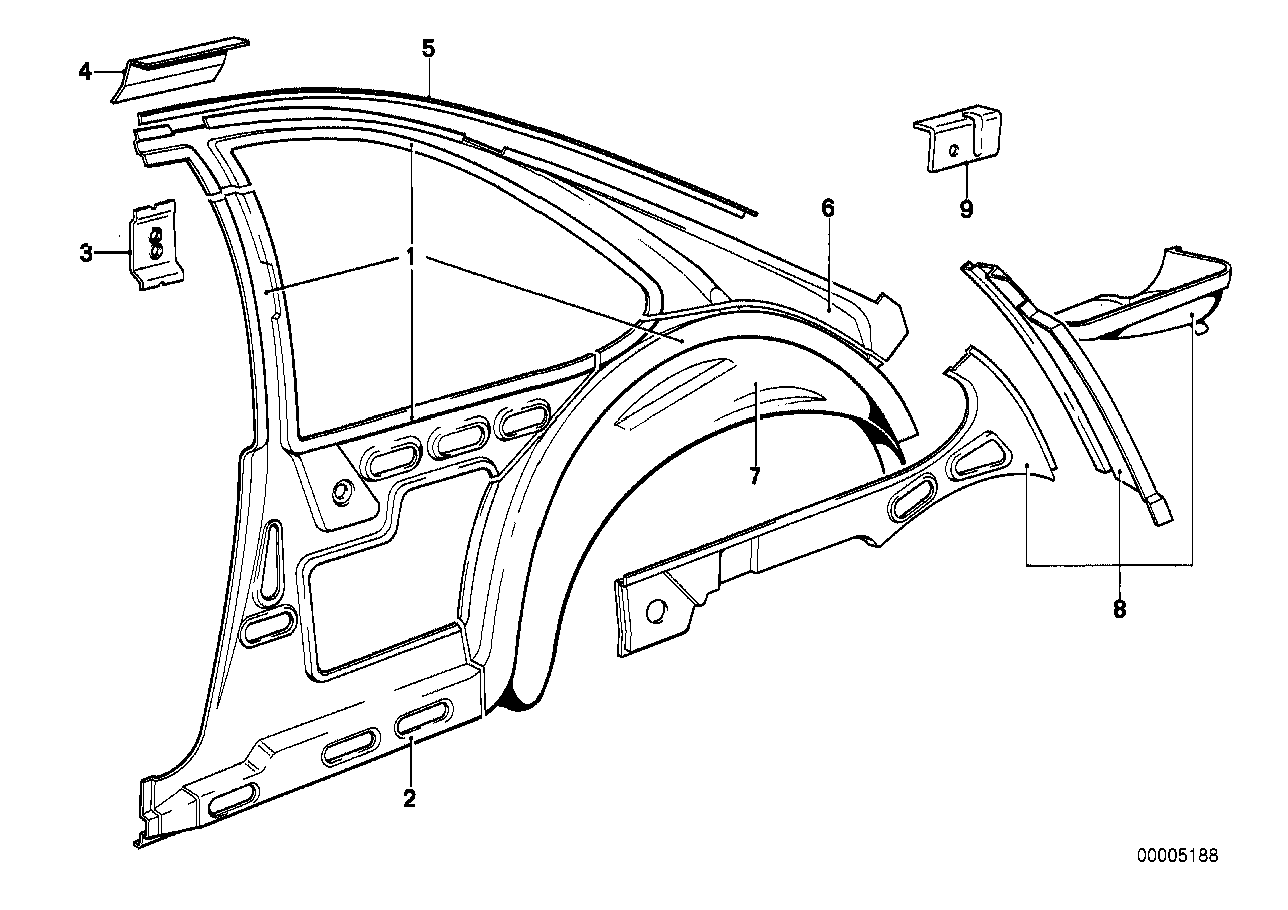 Genuine BMW 41211886335 E24 Wheel Arch Outer Rear Left (Inc. 635CSi, 628CSi & M6)