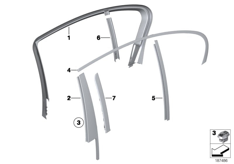 Genuine BMW 51357177857 Cover, Window Frame, Door Rear Left (Inc. 730Ld, 750LiX 4.0 & Hybrid 7L)