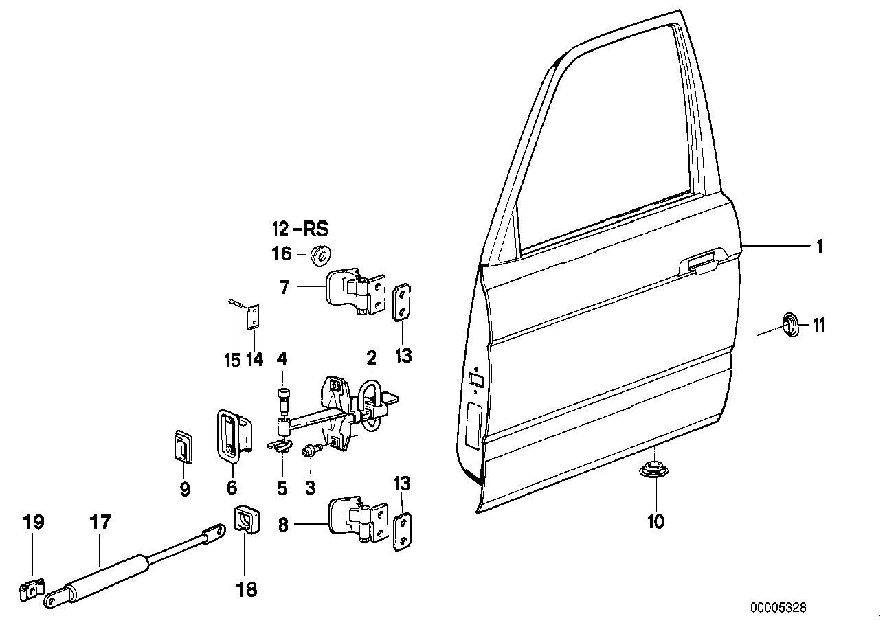 Genuine BMW 41511948809 E32 Door Front Left (Inc. 740iL, 750iL & 735iL)