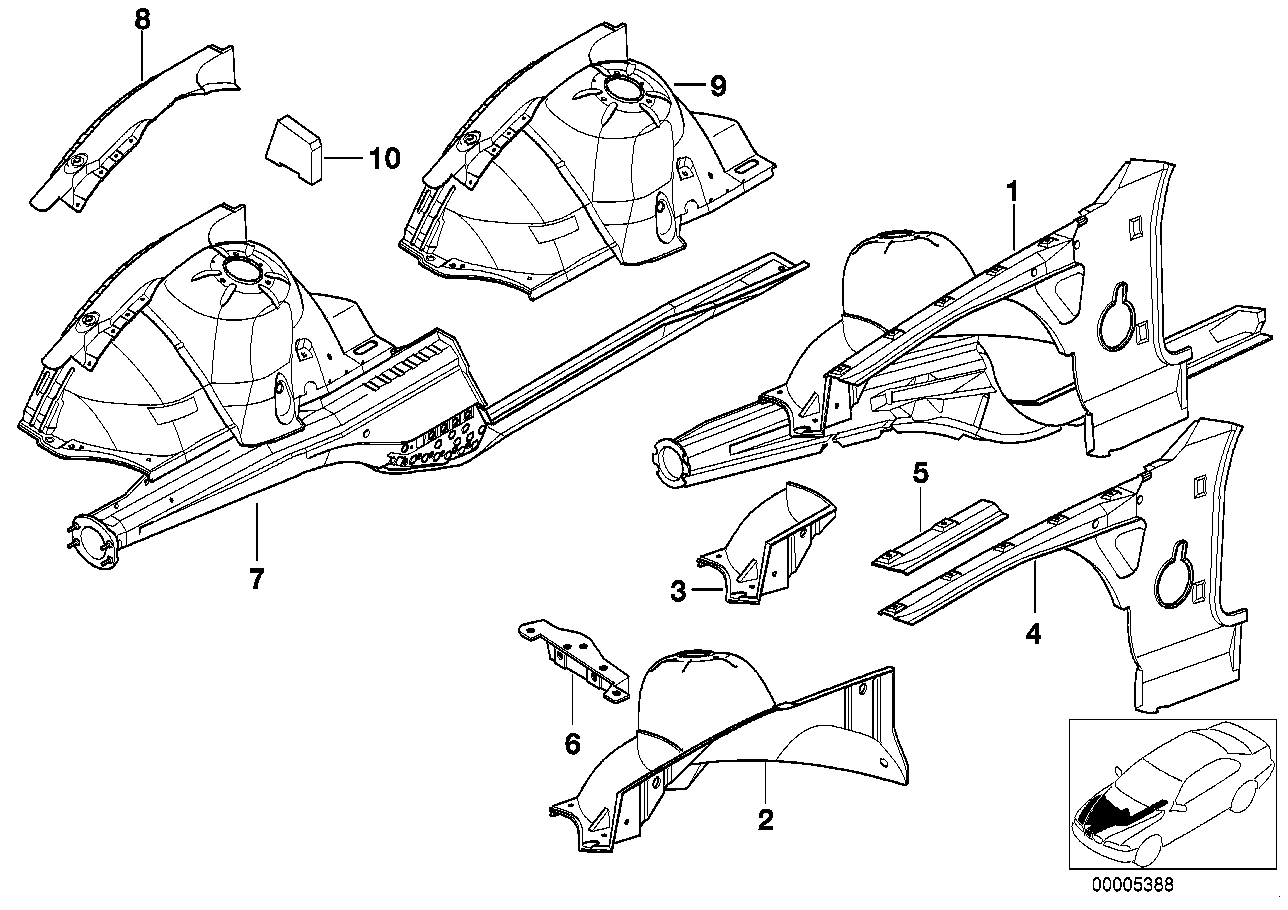 Genuine BMW 41148398185 E36 Moulded Part F Wheel Housing Supp.,Front (Inc. Z3 2.0, Z3 1.9 & Z3 1.8)