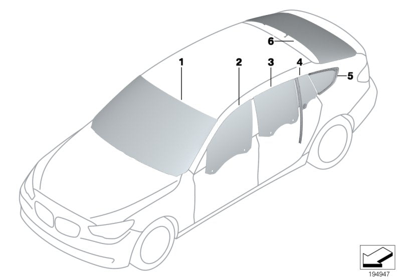 Genuine BMW 51357197915 Side Window, Green, Door, Rear Left SSG (Inc. 530d 155kW, 550iX 4.0 & 535iX)