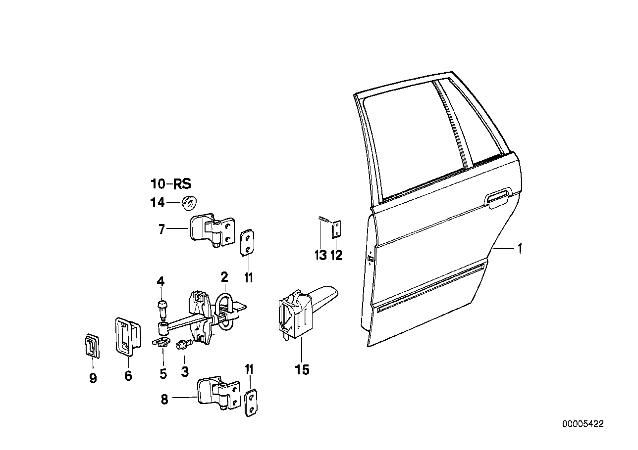 Genuine BMW 41521934391 E34 Left Upper Rear Door Hinge (Inc. 525i, M5 & 525ix)