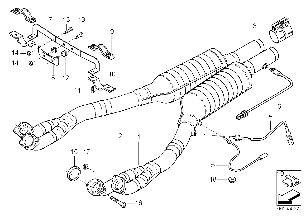 Genuine BMW 18301406813 E39 Rp-Exhaust Pipe Catalytic Converter (Inc. M5)