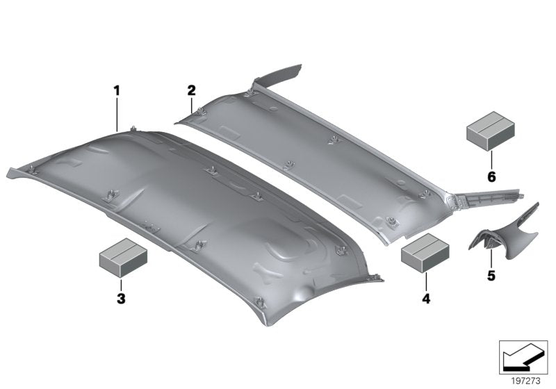 Genuine BMW 54377192492 E89 Inside Headliner For Roof Tray, Rear ANTHRAZIT (Inc. Z4 35is, Z4 28i & Z4 18i)