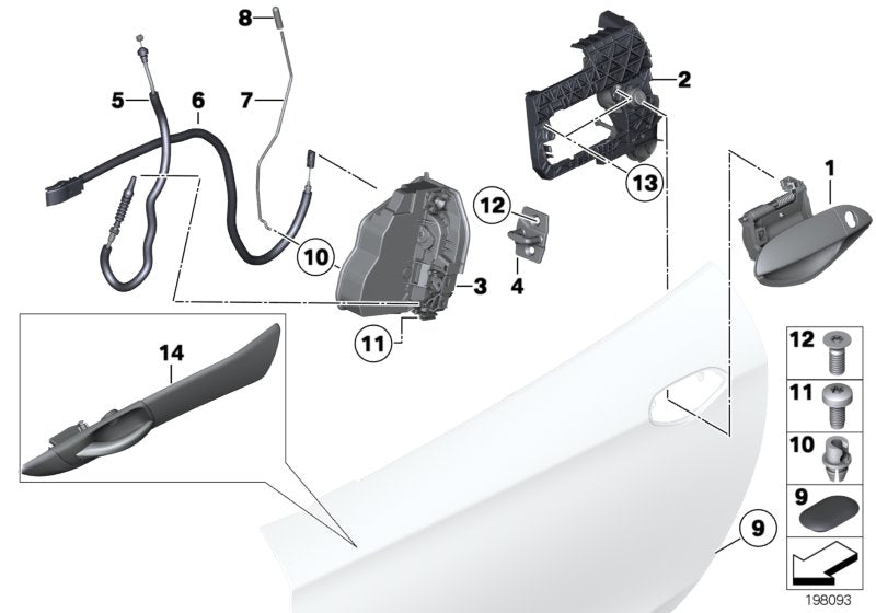 Genuine BMW 51217192401 E89 Bowden Cable, Inside Door Opener Front (Inc. Z4 35is, Z4 23i & Z4 35i)