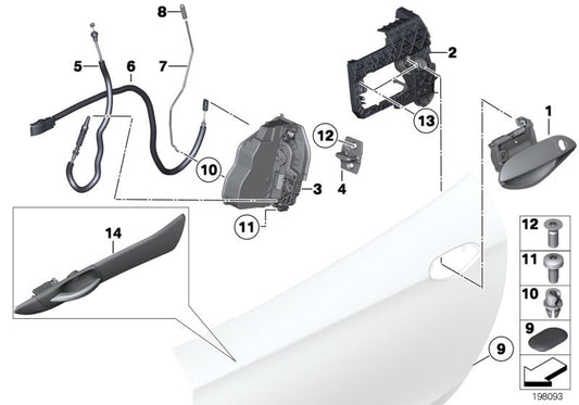 Genuine BMW 51217192401 E89 Bowden Cable, Inside Door Opener Front (Inc. Z4 35is, Z4 23i & Z4 35i)