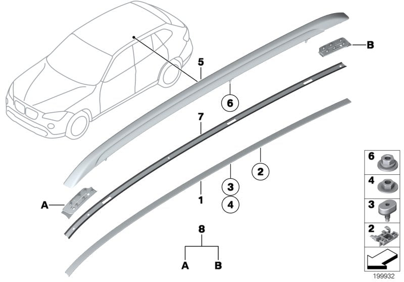 Genuine BMW 51138051560 E84 Roof Railing, Right GLANZSCHWARZ (Inc. X1)