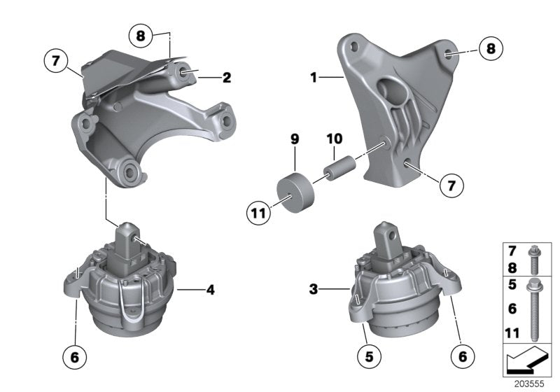 Genuine BMW 22116775914 Engine Supporting Bracket, Right (Inc. 523i, 528i & 530i)