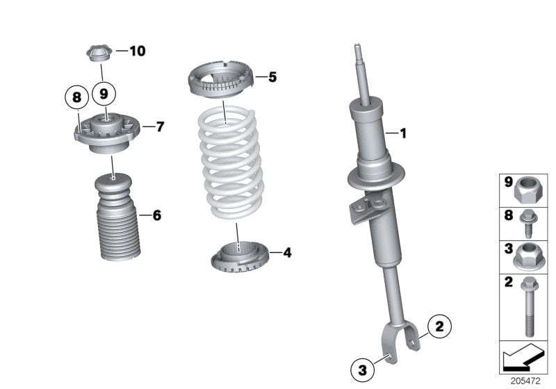 Genuine BMW 31316777204 Front Right Spring Strut (Inc. 535i, 525d & 530d)