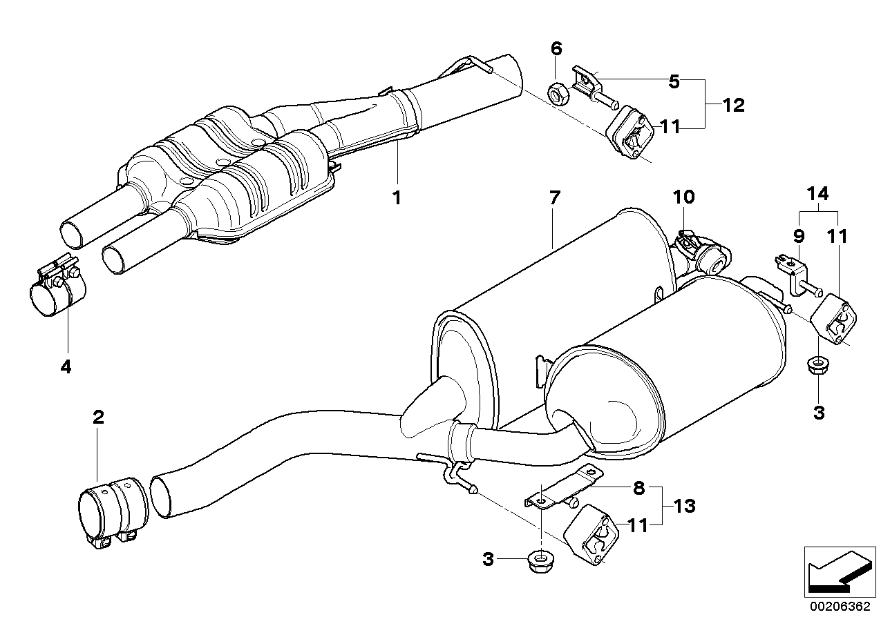 Genuine BMW 18107522566 E66 E65 E67 Rear Muffler With Exhaust Flap (Inc. 735i, 745LiS & 735Li)