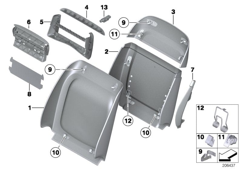 Genuine BMW 52107222428 Rear Section, Comfort Seat, Lower EVERESTGRAU (Inc. 530d 155kW, 530i & 535iX)