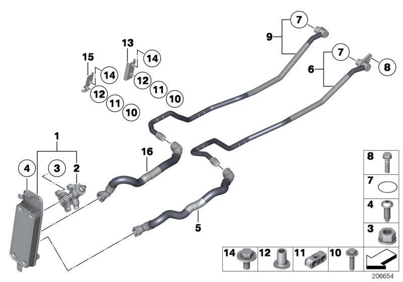 Genuine BMW 17227590904 Transmission Oil Cooler Line, Return (Inc. 760i, 760LiS & 760Li)