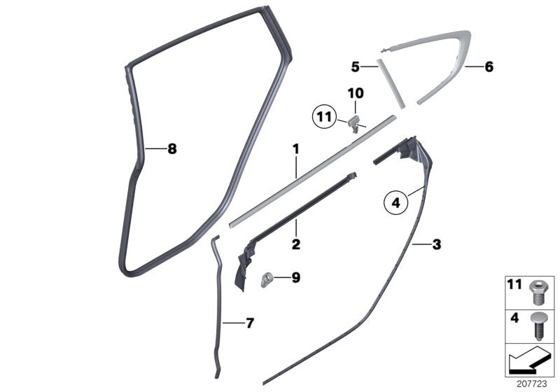 Genuine BMW 51767196405 Door Joint Seal, B-Pillar, Left (Inc. 535i, 530d 155kW & 550iX)