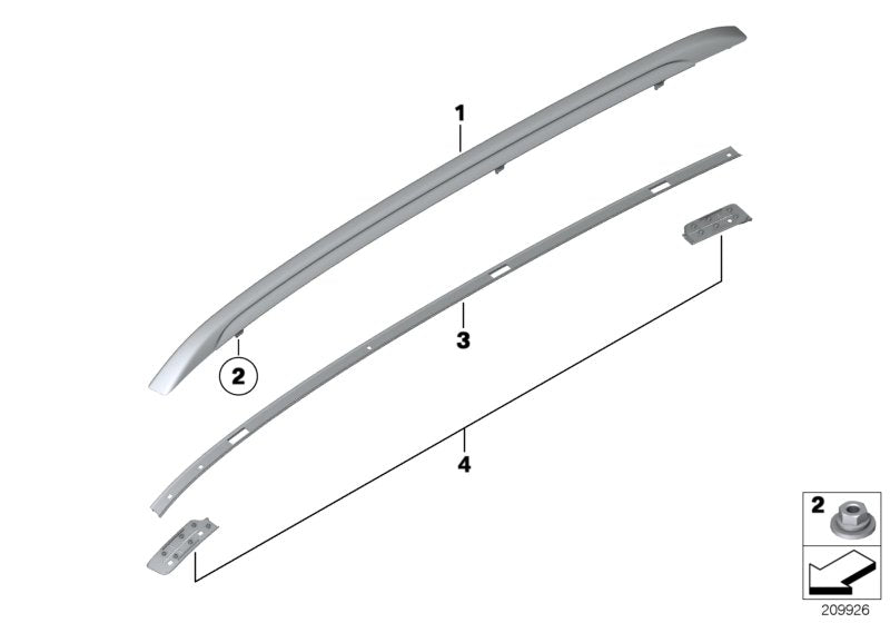 Genuine BMW 51132990985 E84 Roof Railing, Left ALU-SATINIERT (Inc. X1)