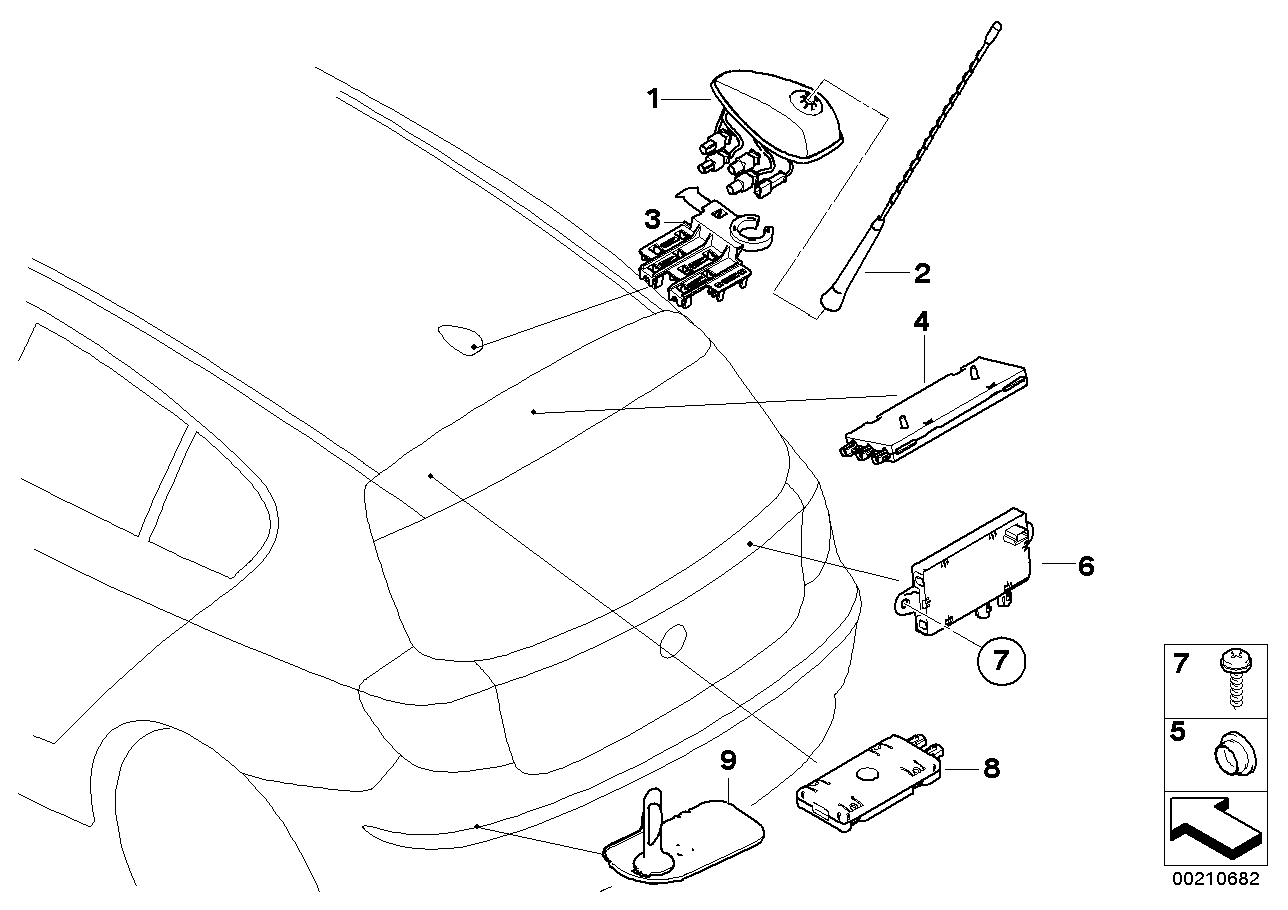 Genuine BMW 65209225185 E81 E93 Antenna, Phone With Cradle (Inc. 325d, 116i 1.6 & 120i)