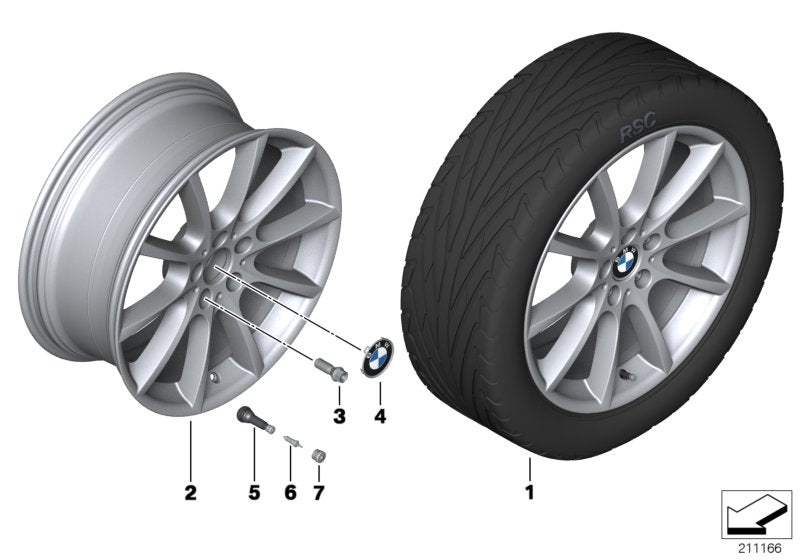 Genuine BMW 36116783523 Light Alloy Rim 8 1/2JX19 ET:33 (Inc. 650i, M550dX & 640i)