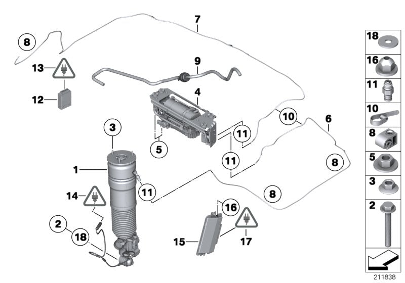 Genuine BMW 37126858812 Rp Air Suspension Strut Rear Right (Inc. 740dX, 730Li & 740i)