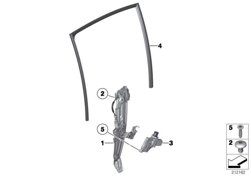Genuine BMW 51357182614 Window Lifter Without Motor, Rear Right (Inc. Hybrid 5, M550dX & 520i)