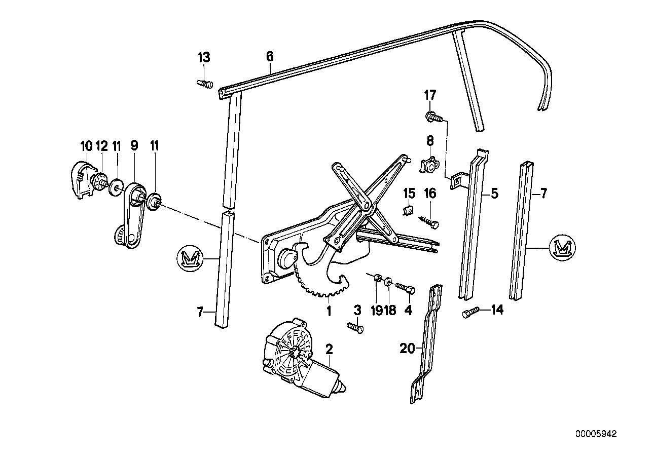 Genuine BMW 51348186196 E34 Rear Right Window Guide (Inc. 525td, 520i & 525ix)