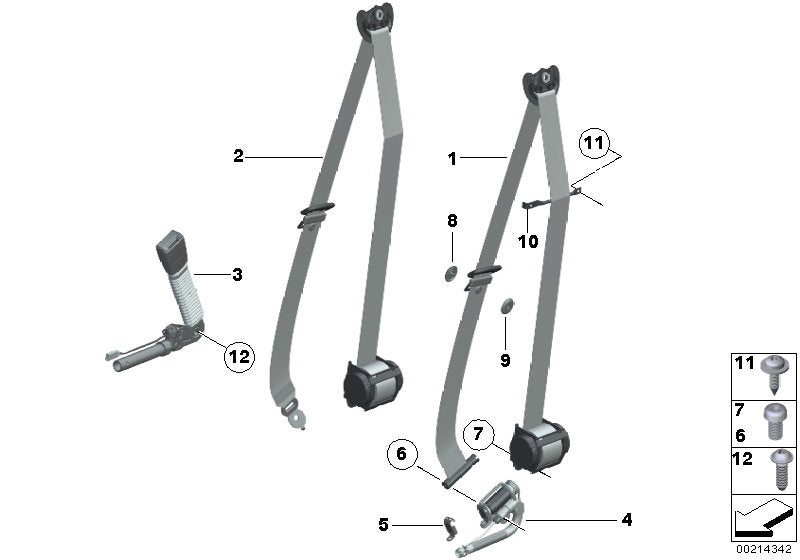 Genuine BMW 72117233510 Upper Belt, Front Right SCHWARZ (Inc. 535i, 550iX & 535iX)