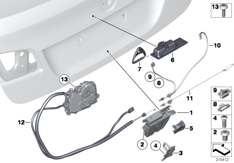 Genuine BMW 51247273752 Trunk Lid Power Lock Drive (Inc. Hybrid 5, 520i & 523i)
