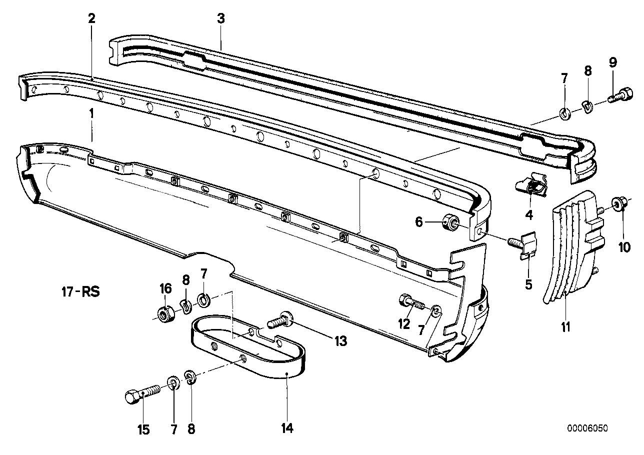 Genuine BMW 51121839142 E24 Rubber Strip Rear (Inc. 630CS, 635CSi & 628CSi)