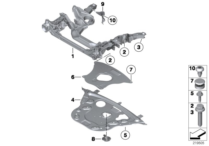 Genuine BMW 31116799321 Front Axle Support (Inc. 520dX, Hybrid 7 & 650iX)