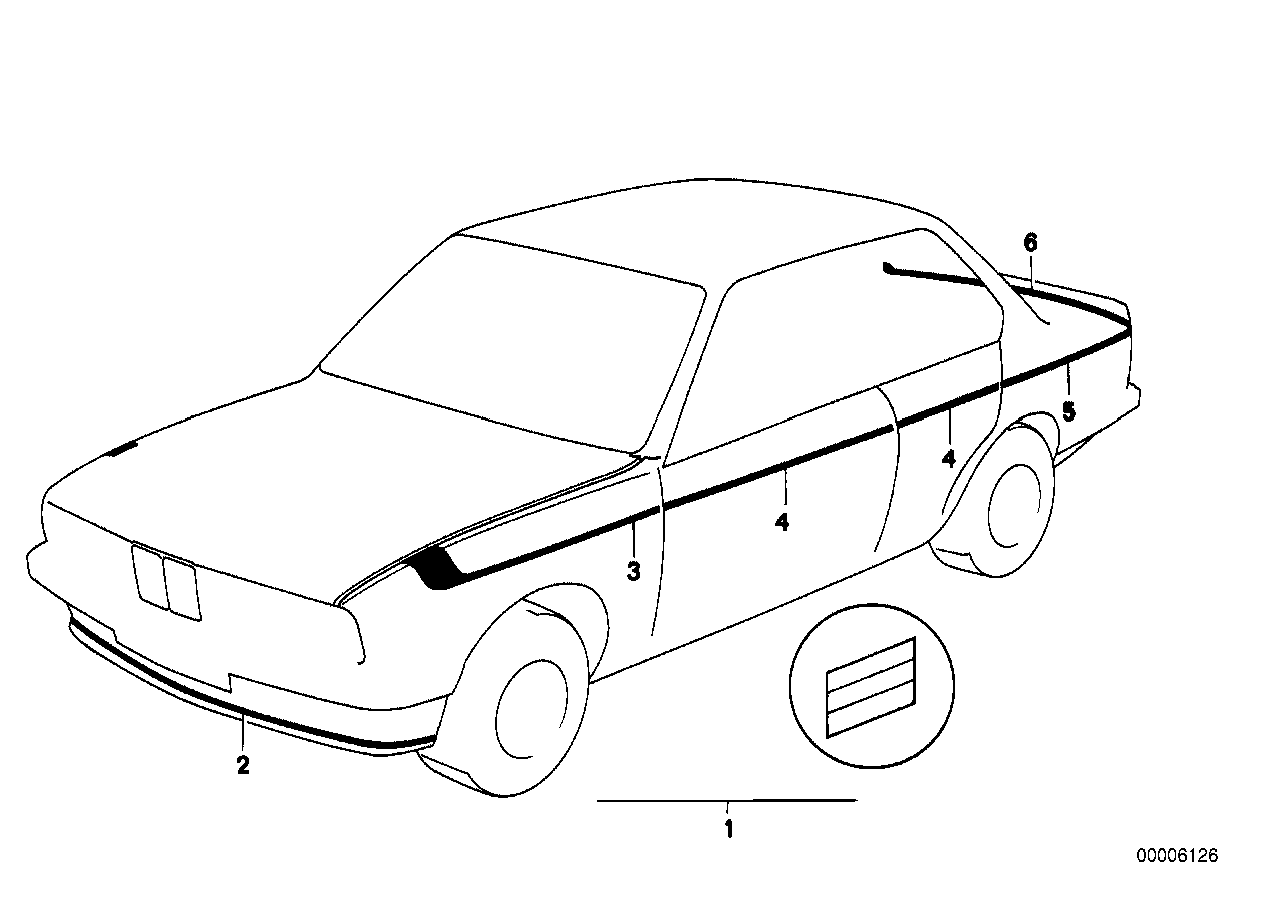 Genuine BMW 51141932217 E30 Decorating Stripes Fender Rear Left M TECHNIC (Inc. M3, 318is & 316i)