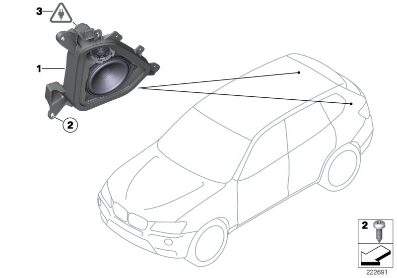 Genuine BMW 65139213760 F25 Speaker Mount, D-Pillar, Right (Inc. X3)