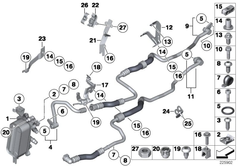 Genuine BMW 17227601075 Bracket, Oil Cooler Line (Inc. 550i & 650i)