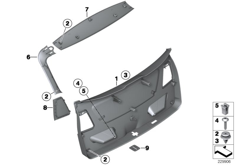 Genuine BMW 51497250628 F25 Upper Trunk Lid Trim Panel BEIGE (Inc. X3)