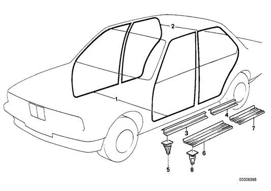 Genuine BMW 51478117480 E34 Sill Strip Front KARMESINROT (Inc. 535i, 530i & 518i)