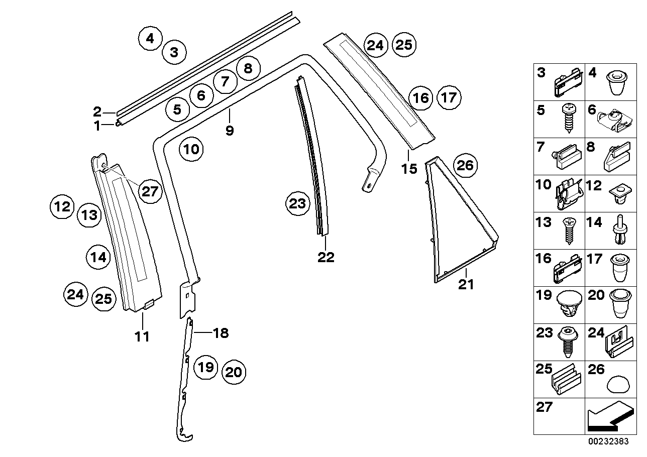Genuine BMW 51347041436 E53 Cover, Column C, Door, Rear Right (Inc. X5)