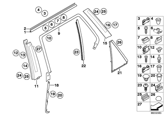 Genuine BMW 51347041436 E53 Cover, Column C, Door, Rear Right (Inc. X5)