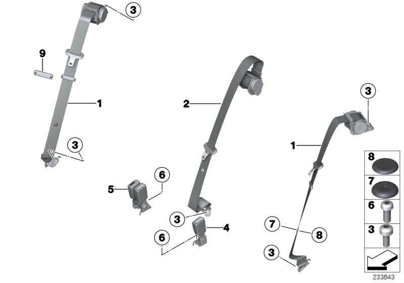Genuine BMW 72117266552 F25 F26 Upper Belt Rear Right SCHWARZ (Inc. X3)