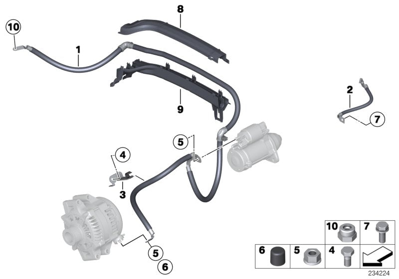 Genuine BMW 12427588112 F25 F26 Cable Starter-Base B+ (Inc. X3 35iX & X4)