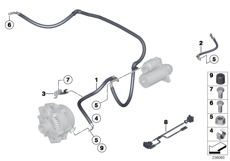 Genuine BMW 12427585241 E70 Cable Alternator-Starter-Base B+ (Inc. X5 3.0si)