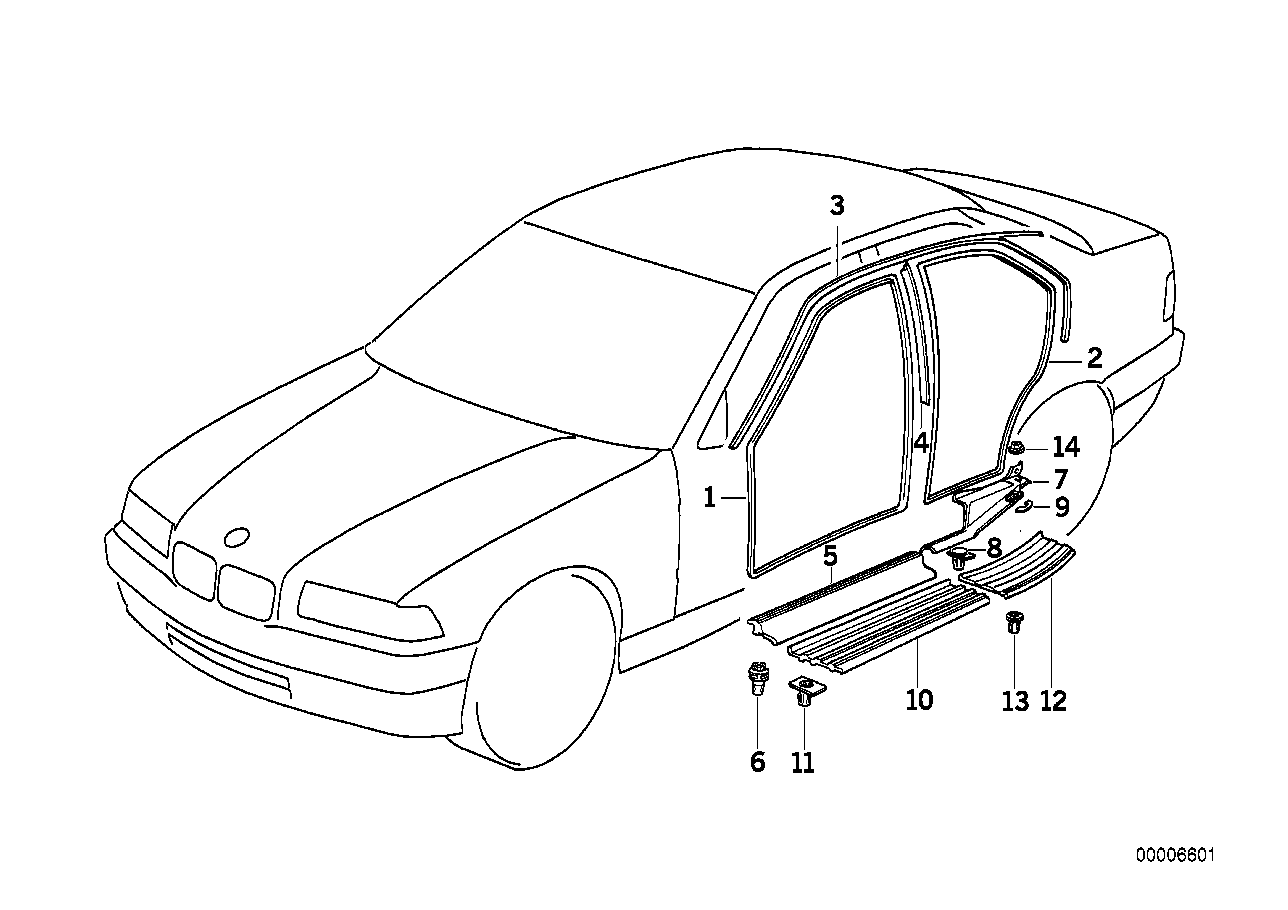 Genuine BMW 51472490043 E36 Sill Strip Rear Left SILBERGRAU M (Inc. M3)