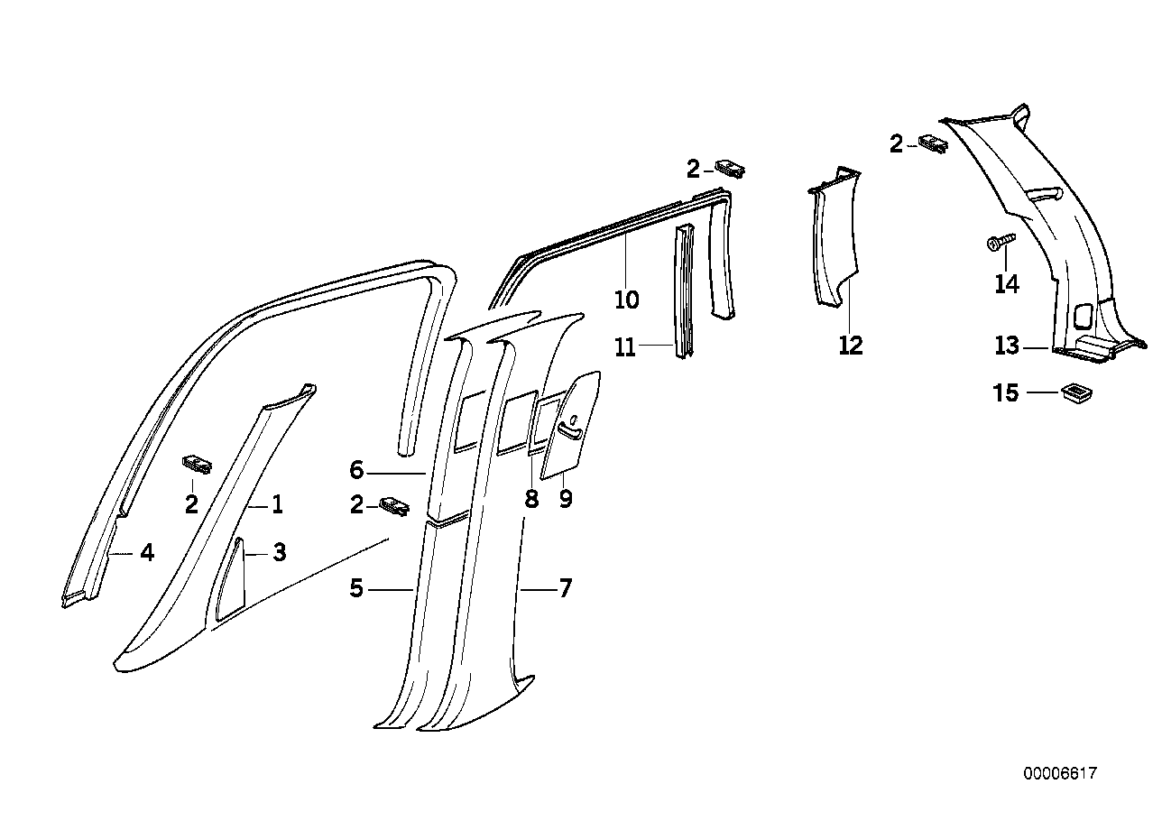 Genuine BMW 51438138859 E34 Covering Column-Center Lower Left SCHWARZ (Inc. 525ix, 540i & 518g)