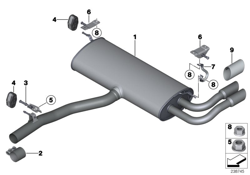 Genuine BMW 18307646018 F25 Rear Muffler With Exhaust Flap (Inc. X3 28iX)