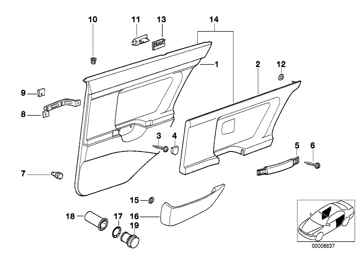 Genuine BMW 51428182765 E36 Left Door Trim Panel Insert 0519/0595 GRAU (Inc. M3, 325td & 318tds)