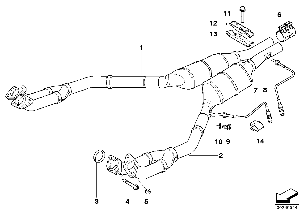Genuine BMW 18307505319 E39 E38 Rp-Exhaust Pipe Catalytic Conv. Cyl. 5-8 ZYL.5-8 (Inc. 535i, 540i & 735iL)