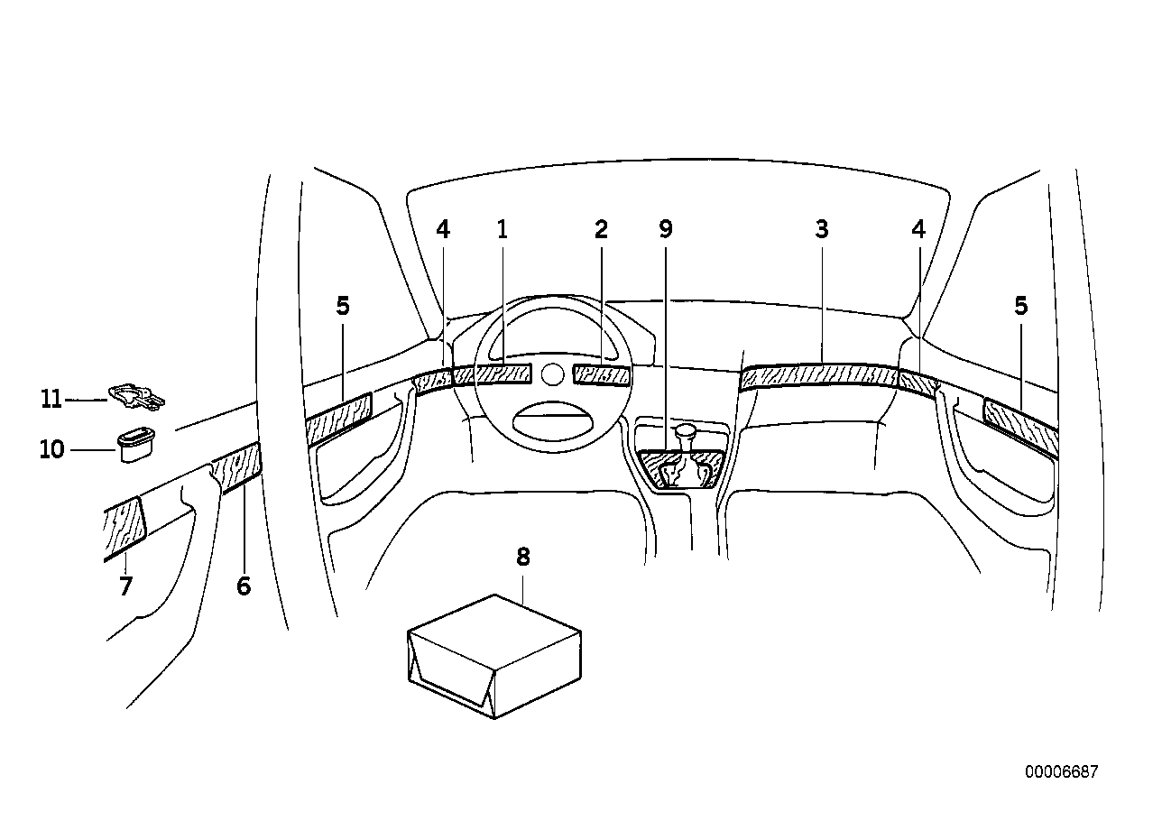 Genuine BMW 51418111185 E32 Wooden Cover Front Left NUSSBAUM (Inc. 740iL, 740i & 750iLS)
