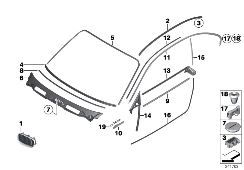 Genuine BMW 51767164950 E81 E82 Right Roof Frame Gasket (Inc. 118d, 120d & M Coupé)