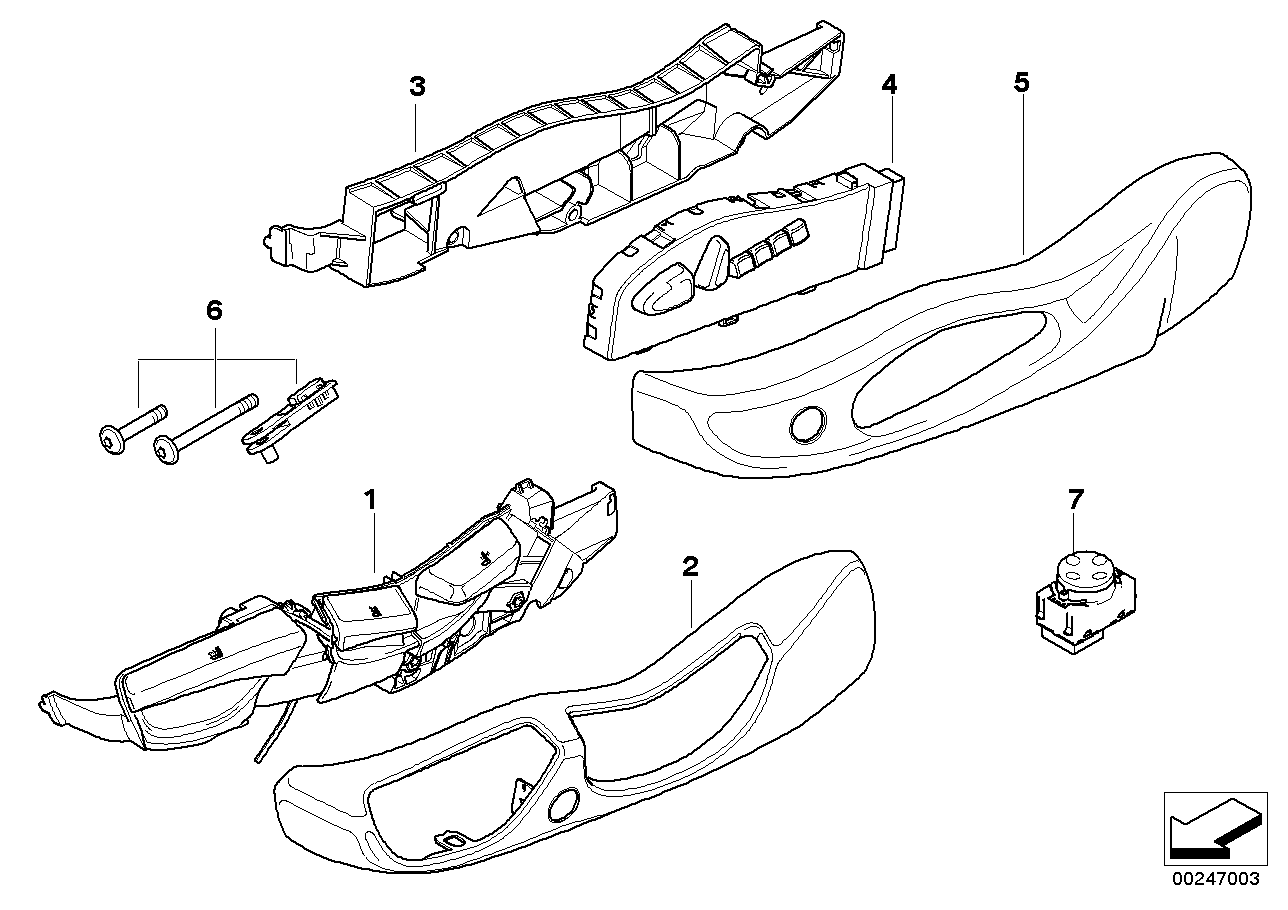 Genuine BMW 52108261324 E53 E83 Trim, Seat Outer Right SCHWARZ (Inc. X3 & X5 4.4i)